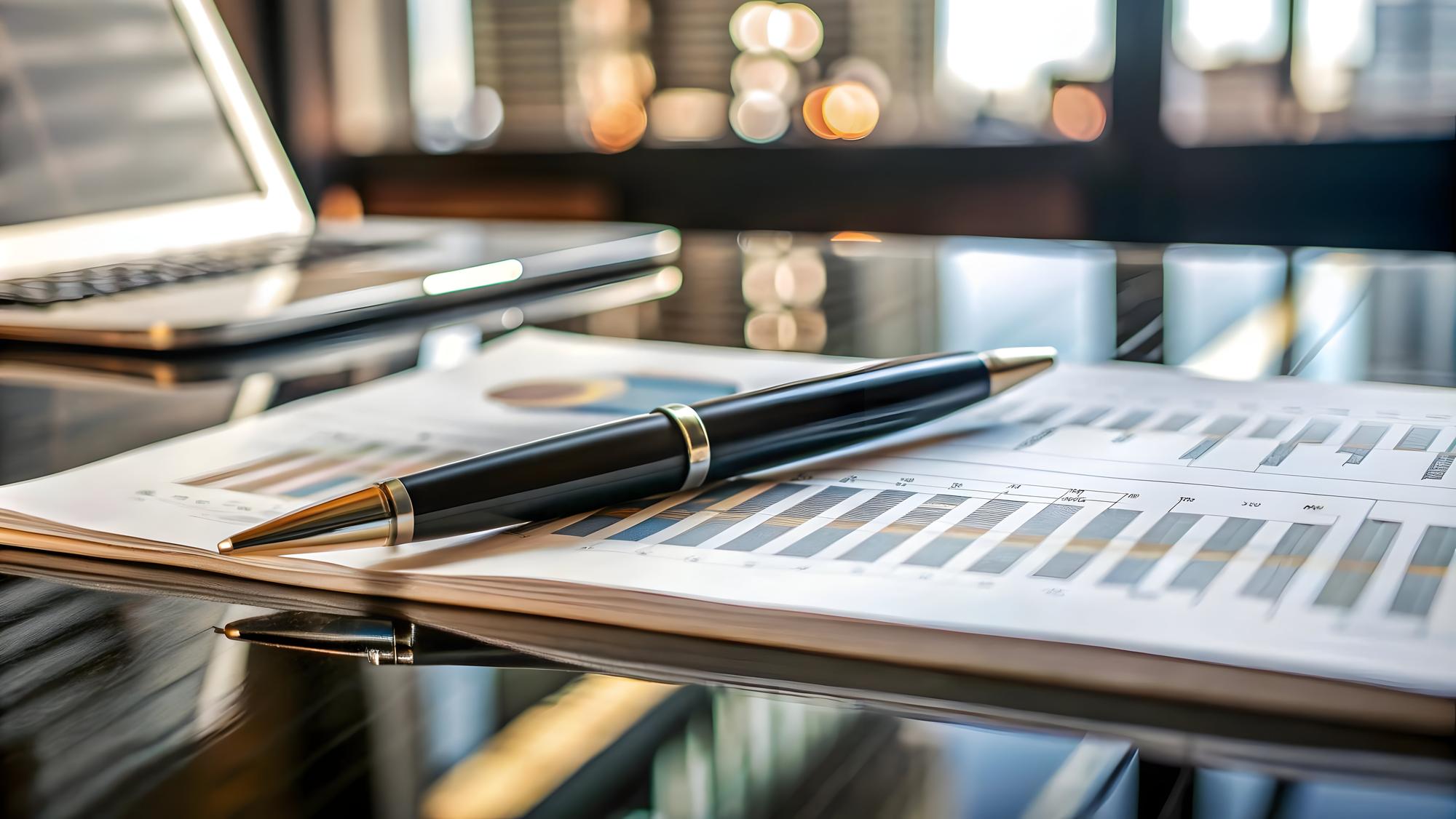 elegant workspace with financial documents